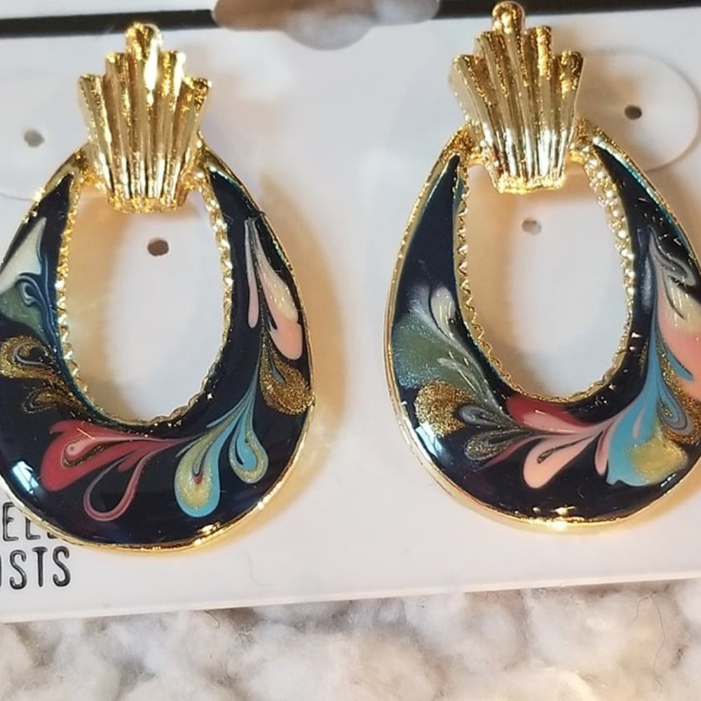 Vintage Cara Mia Enamel Earrings